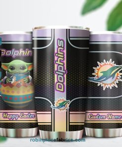 Miami Dolphins NFL Baby Yoda Happy Easter Custom Name Tumblers Cup