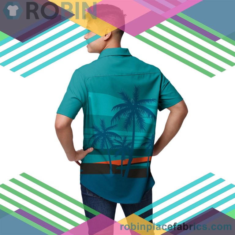 Miami Dolphins Nfl Tropical Sunset Button Up Shirt