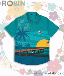 Miami Dolphins Nfl Tropical Sunset Button Up Shirt