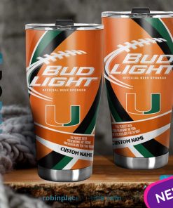 Miami Hurricanes NCAA Bud Light Beer Custom Name Tumblers Cup