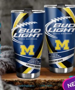 Michigan Wolverines NCAA Bud Light Beer Custom Name Tumblers Cup