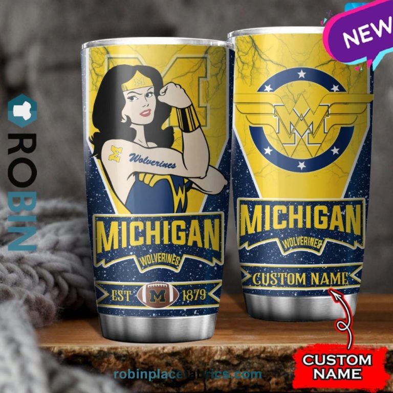 Michigan Wolverines Wonder Woman Custom Name Stainless Steel Tumblers Cup