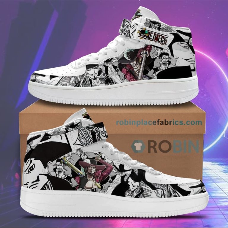 Mihawk Sneakers Air Mid Custom One Piece Anime Shoes