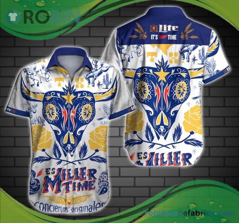 Miller Lite Beer Summer Hawaiian Beach Shirt