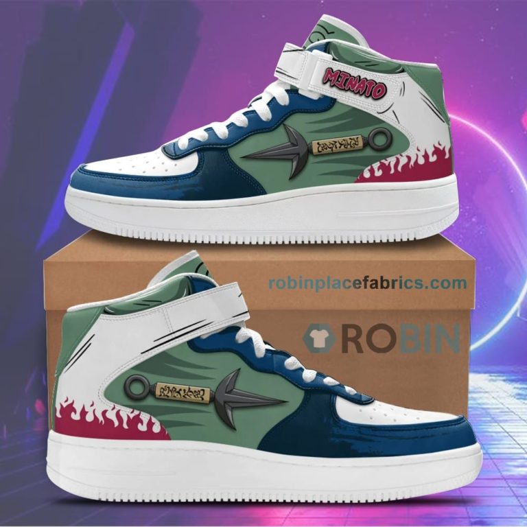 Minato Namikaze Kunai Sneakers Air Mid Custom Anime Shoes