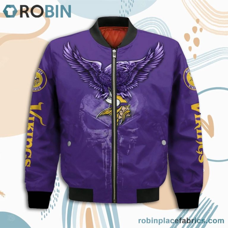 Minnesota Vikings NFL Logo Eagle Skull Bomber Jacket