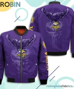 Minnesota Vikings NFL Logo Eagle Skull Bomber Jacket