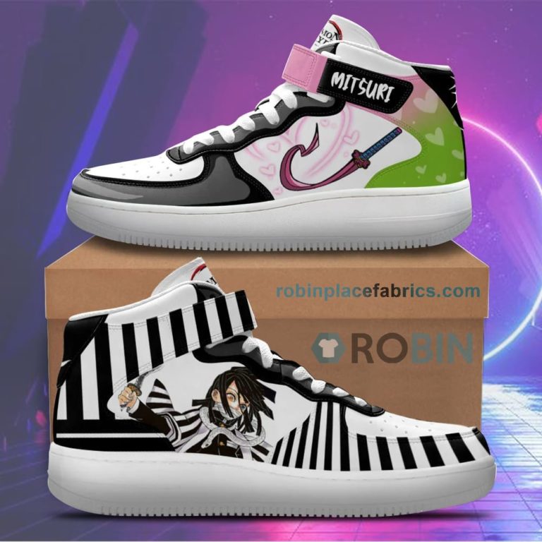 Mitsuri and Obanai Sneakers Air Mid Custom Anime Demon Slayer Shoes