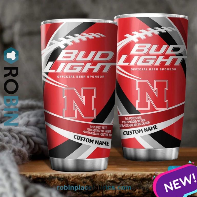 Nebraska Cornhuskers NCAA Bud Light Beer Custom Name Tumblers Cup