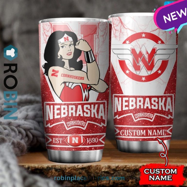 Nebraska Cornhuskers Wonder Woman Custom Name Stainless Steel Tumblers Cup