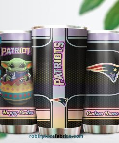 New England Patriots NFL Baby Yoda Happy Easter Custom Name Tumblers Cup