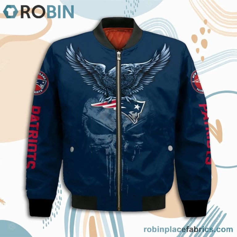 New England Patriots NFL Logo Eagle Skull Bomber Jacket
