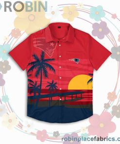 New England Patriots Nfl Tropical Sunset Button Up Shirt