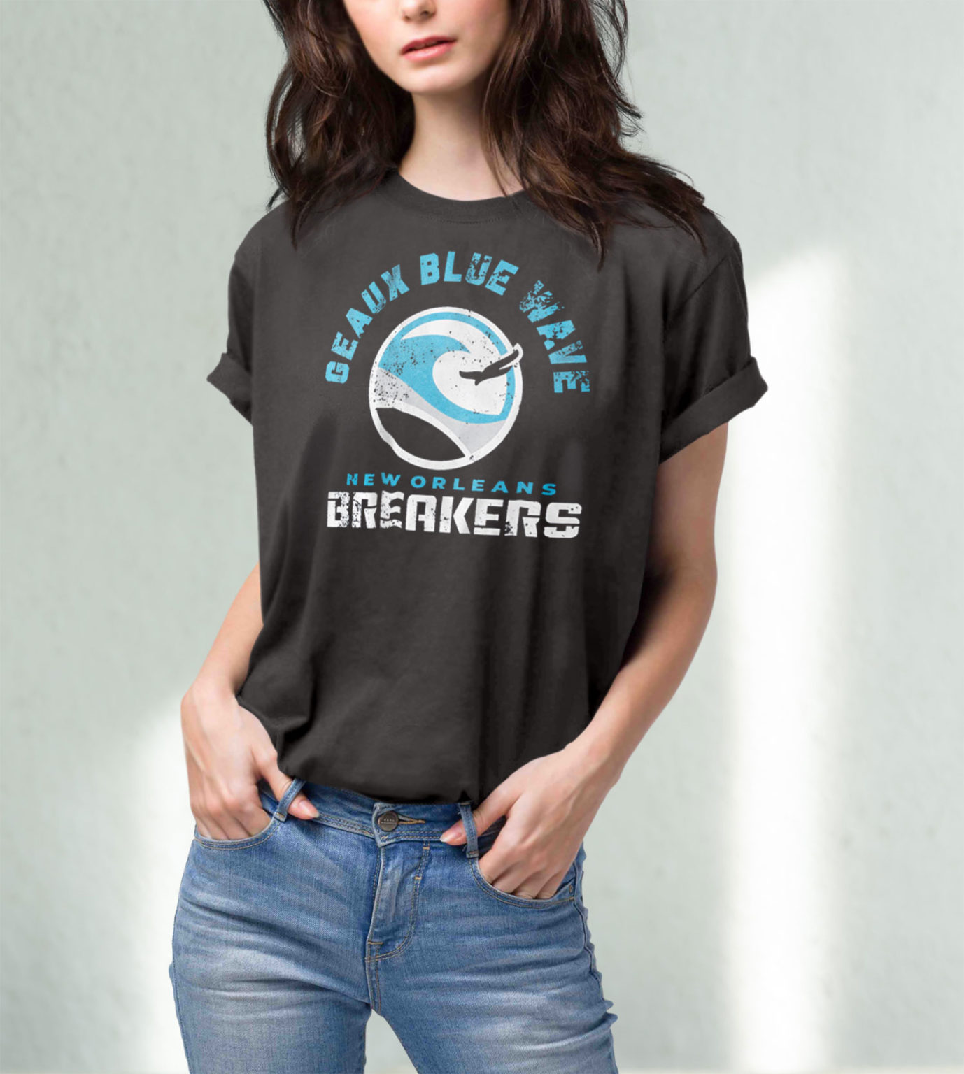 New Orleans Breakers Geaux Blue Wave Unisex T Shirt RobinPlaceFabrics