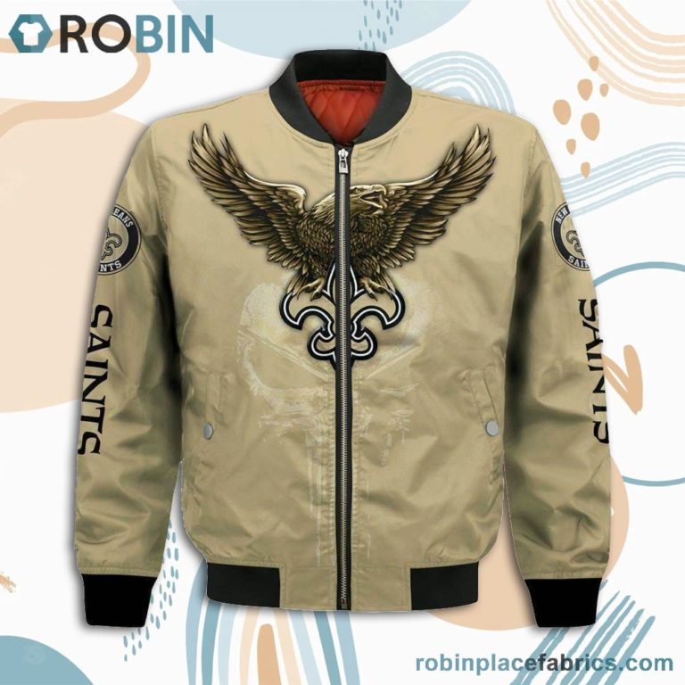 New Orleans Saints NFL Logo Eagle Skull Bomber Jacket