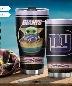 New York Giants NFL Baby Yoda Happy Easter Custom Name Tumblers Cup