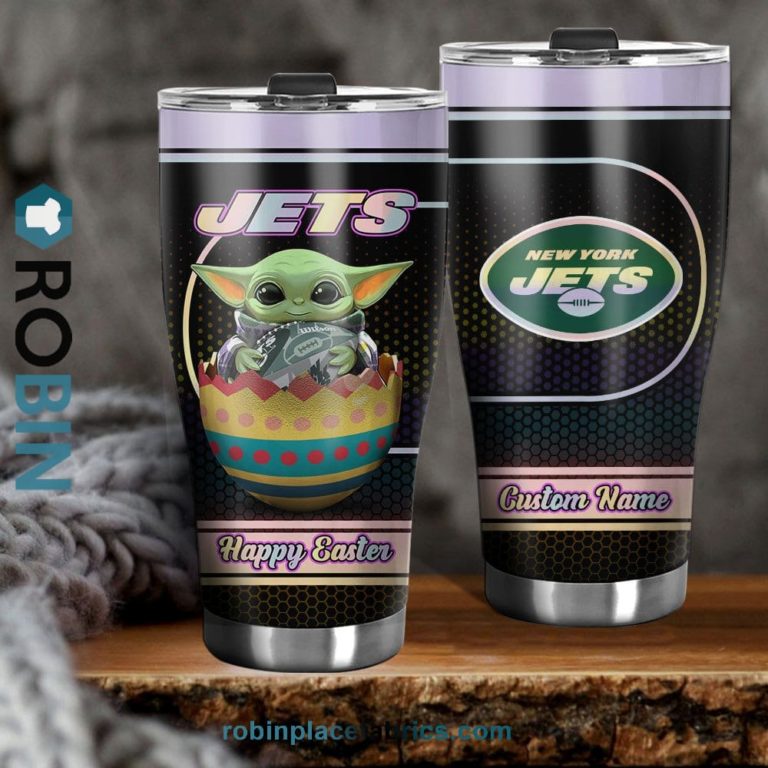 New York Jets NFL Baby Yoda Happy Easter Custom Name Tumblers Cup