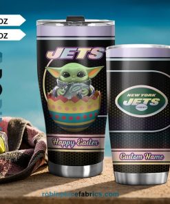 New York Jets NFL Baby Yoda Happy Easter Custom Name Tumblers Cup