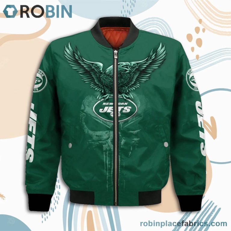 New York Jets NFL Logo Eagle Skull Bomber Jacket