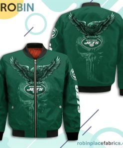 New York Jets NFL Logo Eagle Skull Bomber Jacket