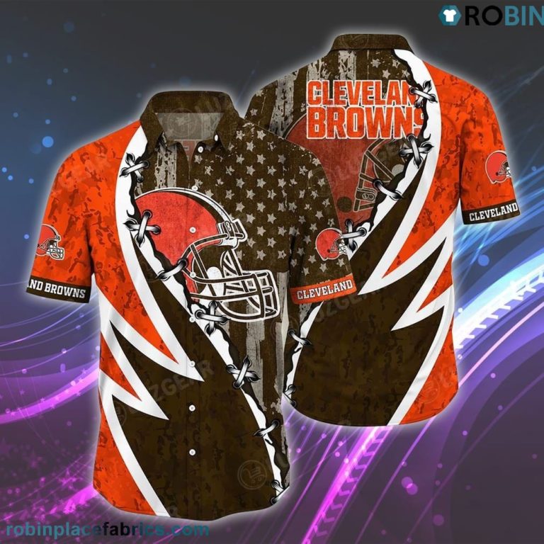 NFL Cleveland Browns Hawaiian Shirt Graphic American Flag