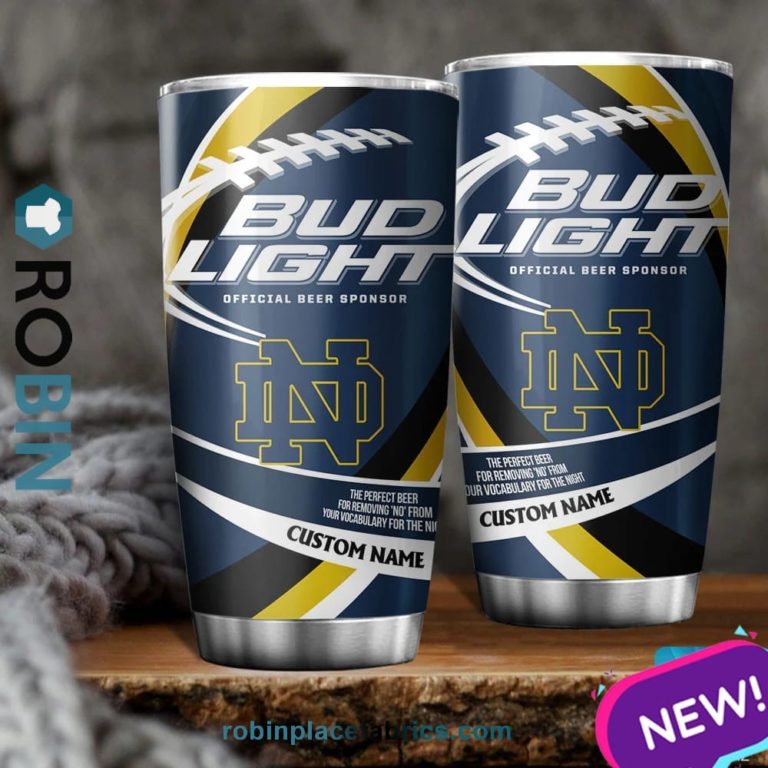 Notre Dame Fighting Irish NCAA Bud Light Beer Custom Name Tumblers Cup