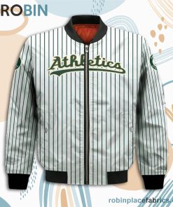 Oakland Athletics MLB Uniform Stripes Custom Name Number Leather Bomber Jacket Oakland Athletics MLB Uniform Stripes Custom Name Number Leather Bomber Jacket