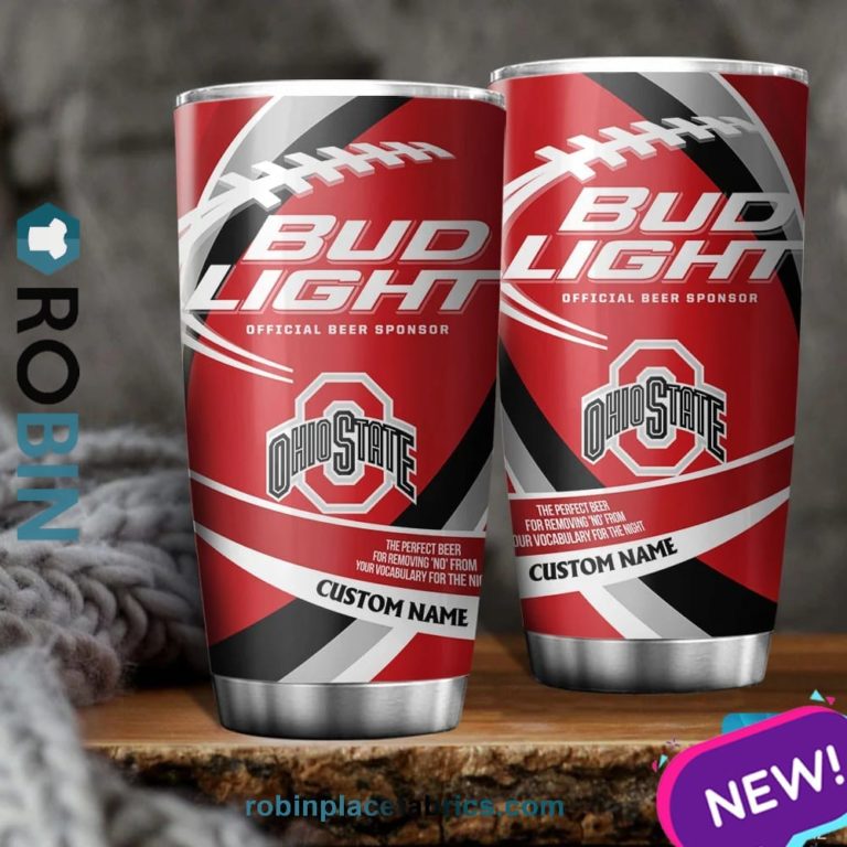 Ohio State Buckeyes NCAA Bud Light Beer Custom Name Tumblers Cup