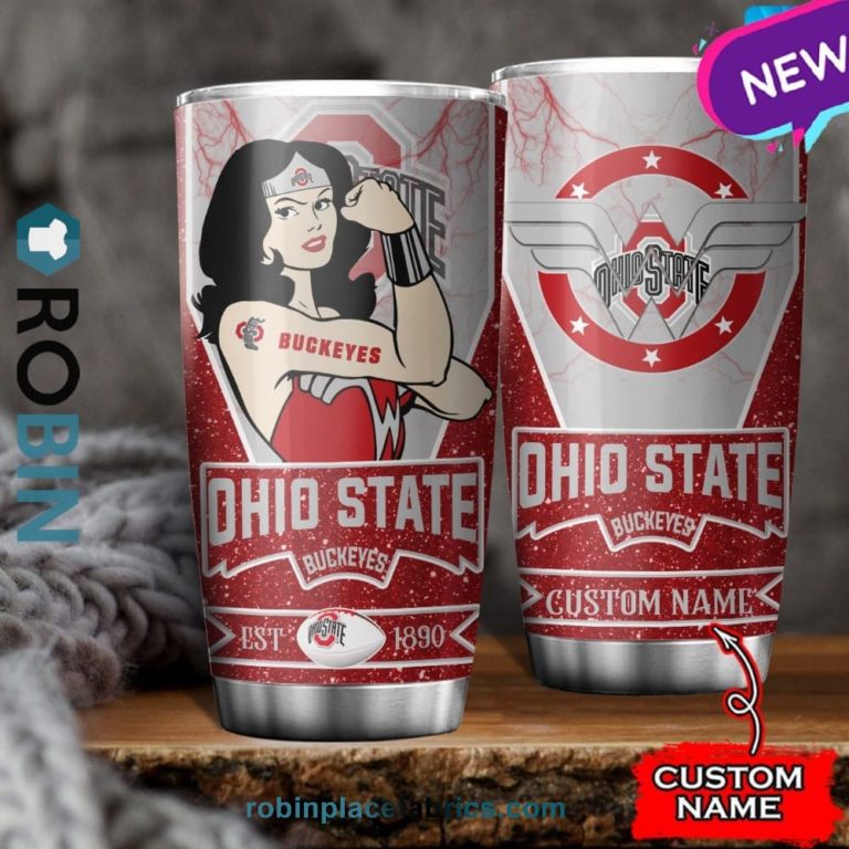 Ohio State Buckeyes Wonder Woman Custom Name Stainless Steel Tumblers Cup