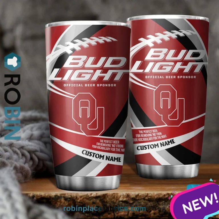 Oklahoma Sooners NCAA Bud Light Beer Custom Name Tumblers Cup