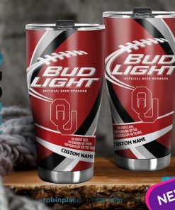 Oklahoma Sooners NCAA Bud Light Beer Custom Name Tumblers Cup