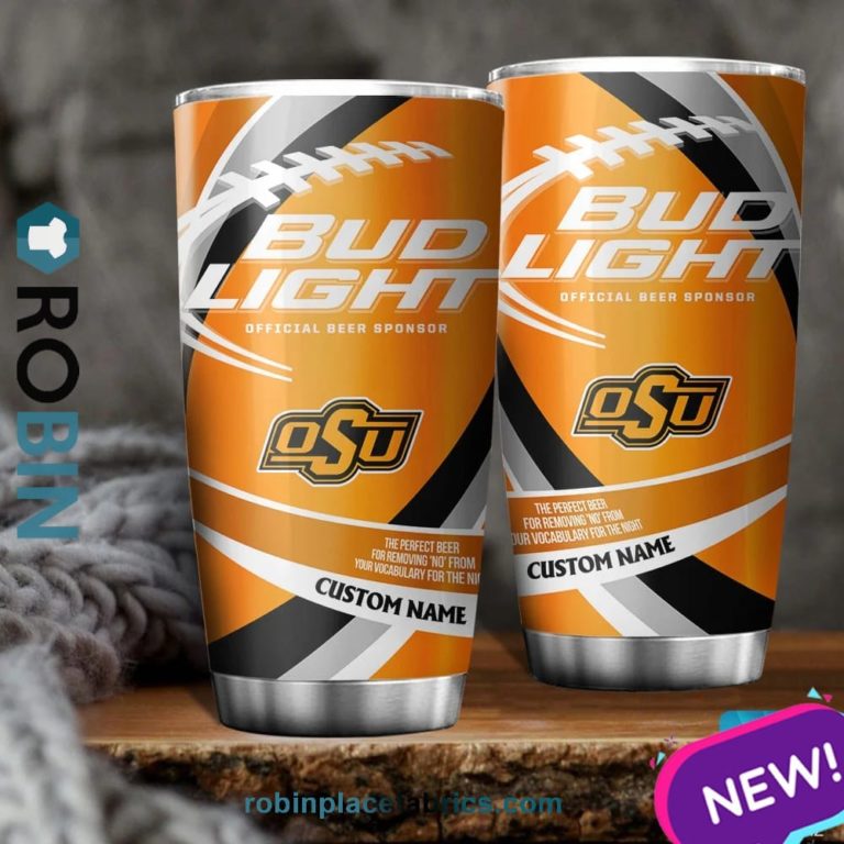 Oklahoma State Cowboys NCAA Bud Light Beer Custom Name Tumblers Cup