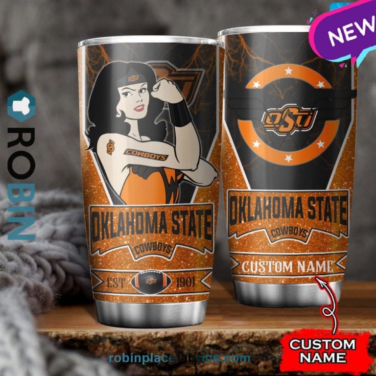 Oklahoma State Cowboys Wonder Woman Custom Name Stainless Steel Tumblers Cup