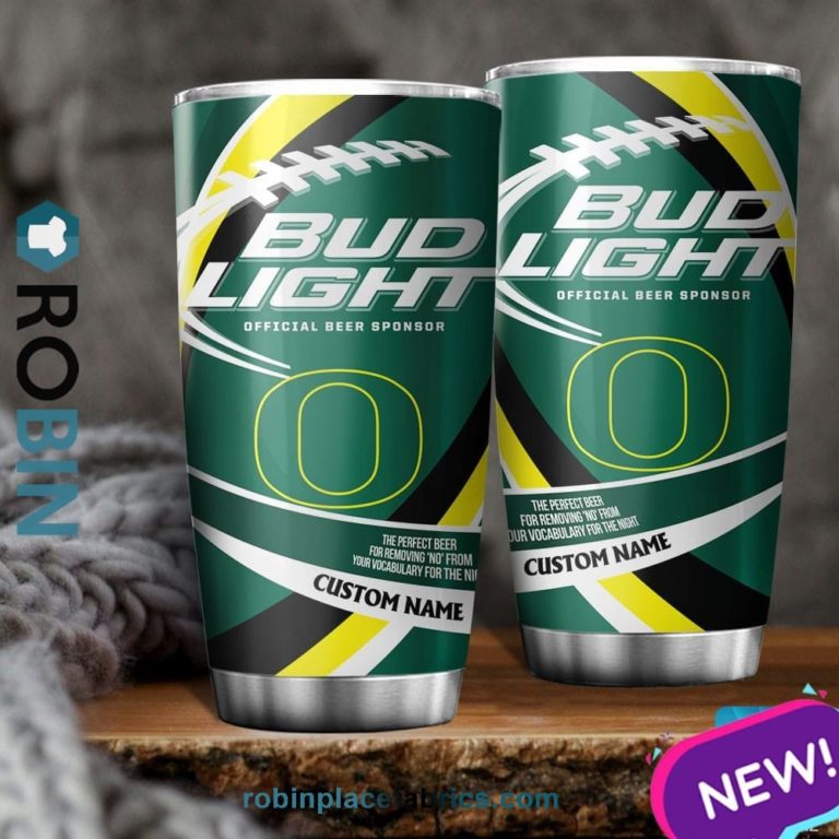 Oregon Ducks NCAA Bud Light Beer Custom Name Tumblers Cup