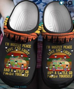 Peace Love And Light Hippie Vans Bus Crocs Shoes