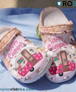 Pink Camping Bus Happy Camper Crocs Shoes