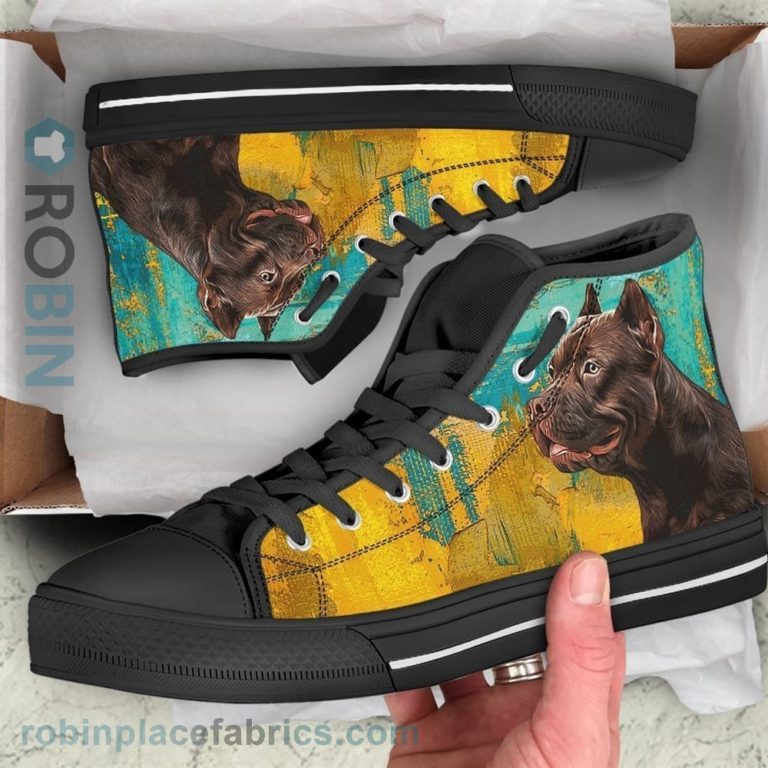 Pit Bull Dog Sneakers Bully Canvas High Top Shoes