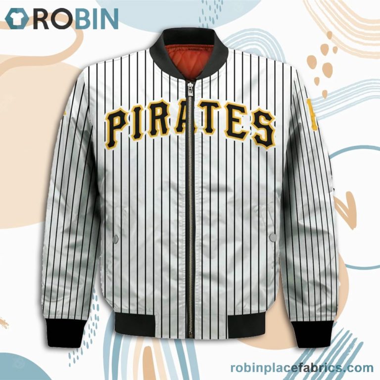Pittsburgh Pirates MLB Uniform Stripes Custom Name Number Leather Bomber Jacket