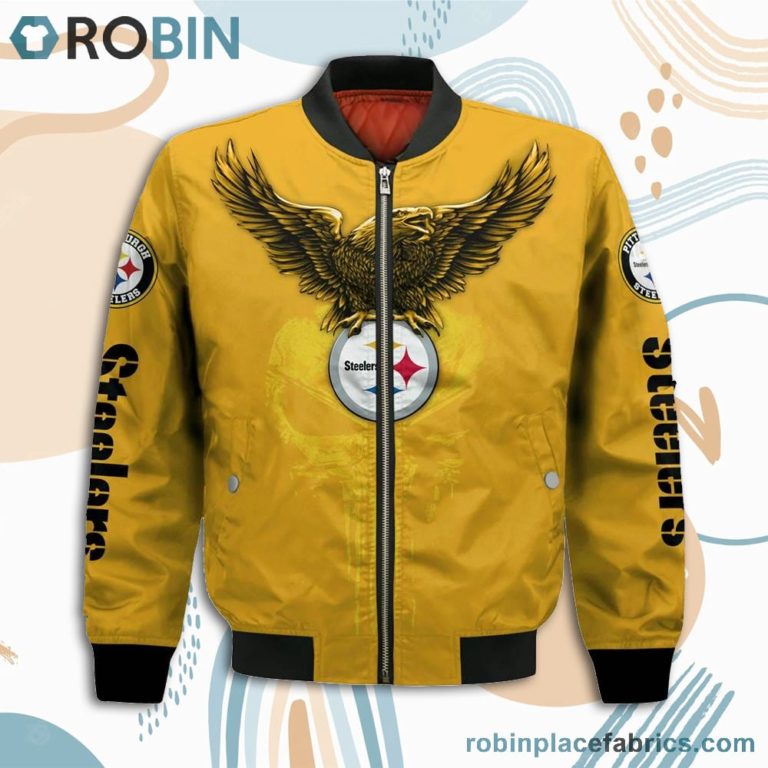 Pittsburgh Steelers NFL Logo Eagle Skull Bomber Jacket