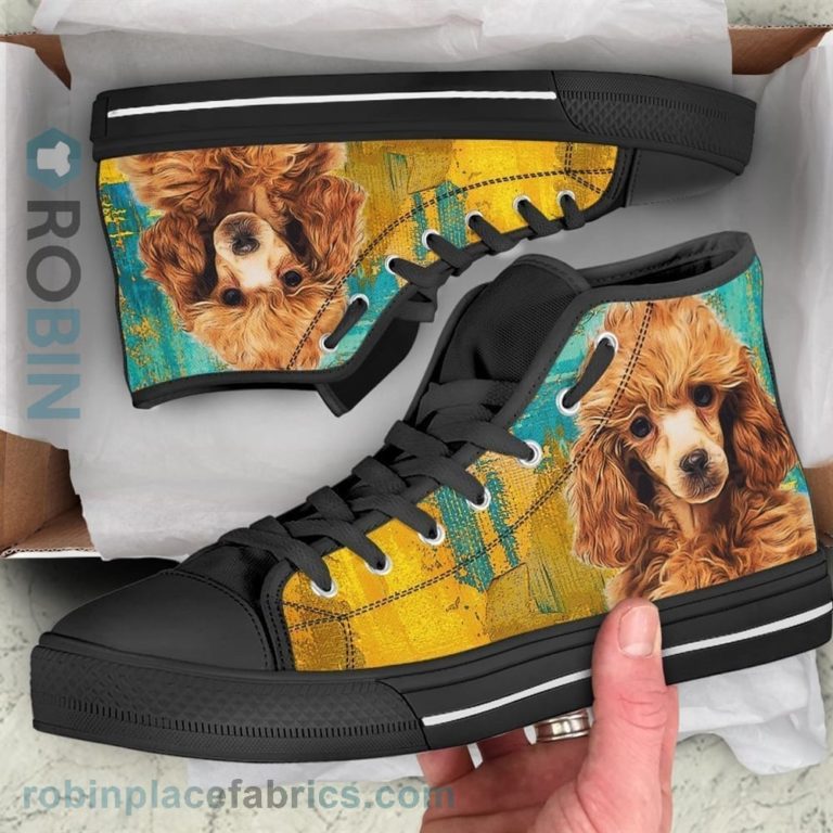 Poodle Dog Sneakers Colorful Canvas High Top Shoes