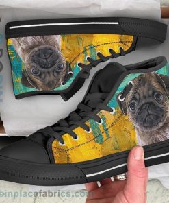 Pug Dog Sneakers Colorful Canvas High Top Shoes
