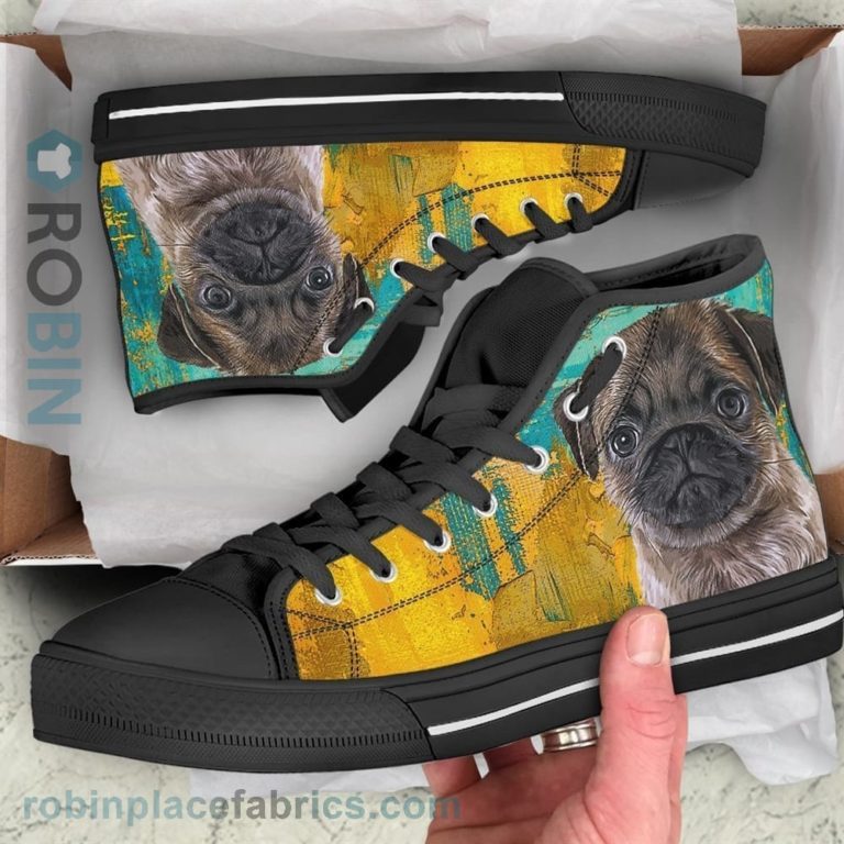 Pug Dog Sneakers Colorful Canvas High Top Shoes