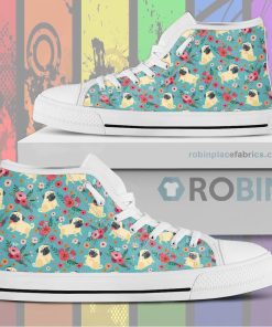 Pug Flower Canvas High Top Sneaker