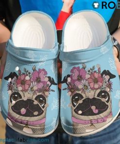 Pug Love Flower Crocs Shoes