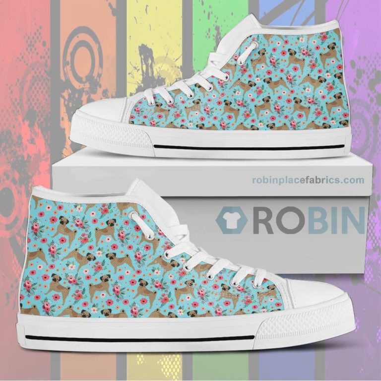 Puggle Flower Canvas High Top Shoess