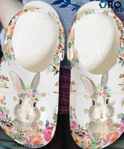 Rabbit With Flowers Crocs Shoes