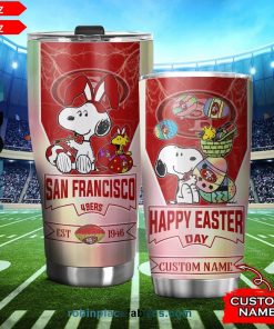 San Francisco 49ers NFL Snoopy Happy Easter Day Custom Name Tumblers Cup