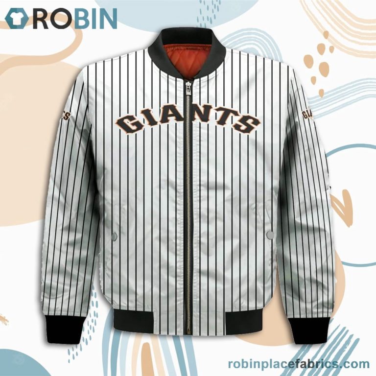 San Francisco Giants MLB Uniform Stripes Custom Name Number Leather Bomber Jacket