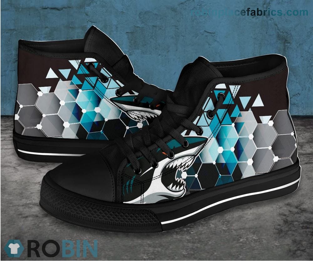 San Jose Sharks Canvas Sneaker High Top - RobinPlaceFabrics