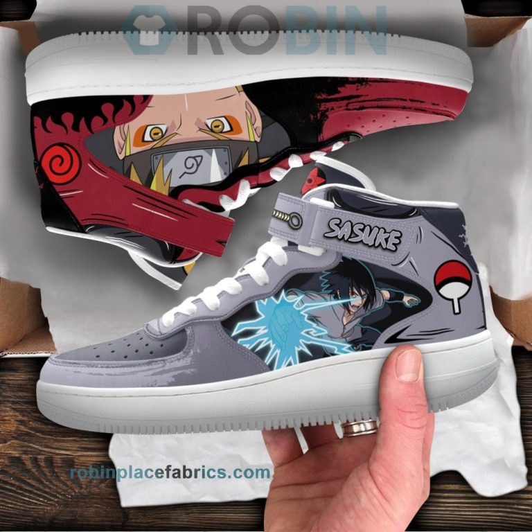 Sasuke Uchiha and Nrt Uzumaki Sage Sneakers Air Mid Custom Anime Shoes